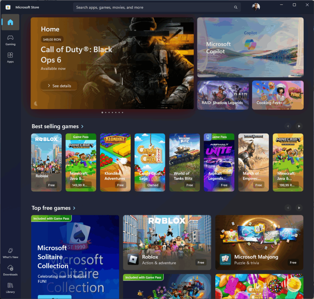 Microsoft Store view