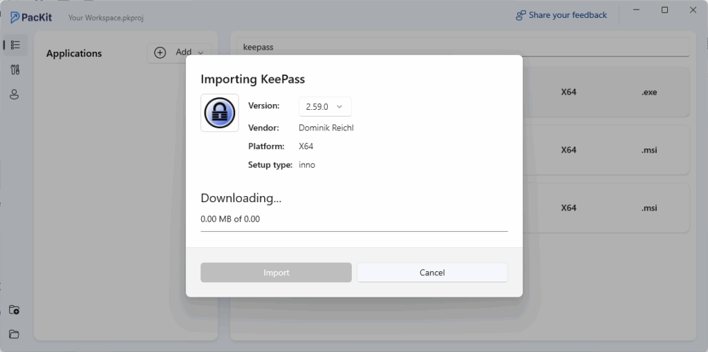 Importing app message in PacKit