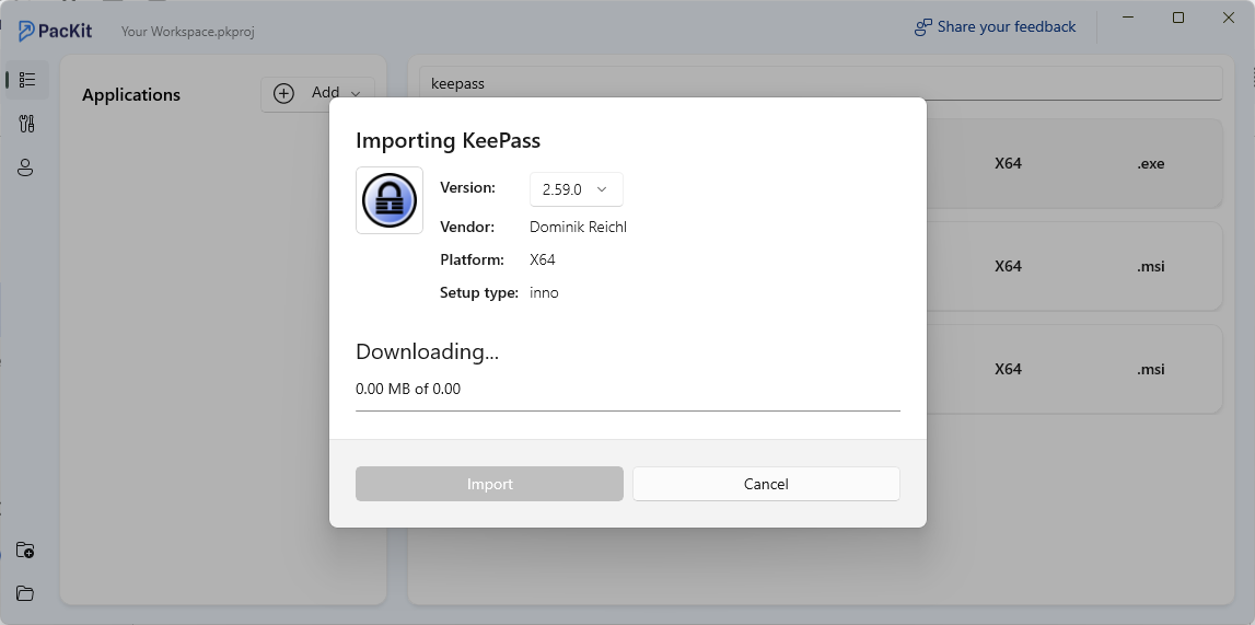 Importing app message in PacKit
