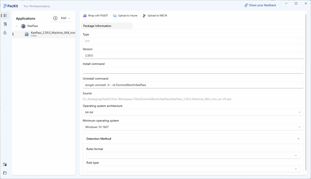 App package detail in PacKit
