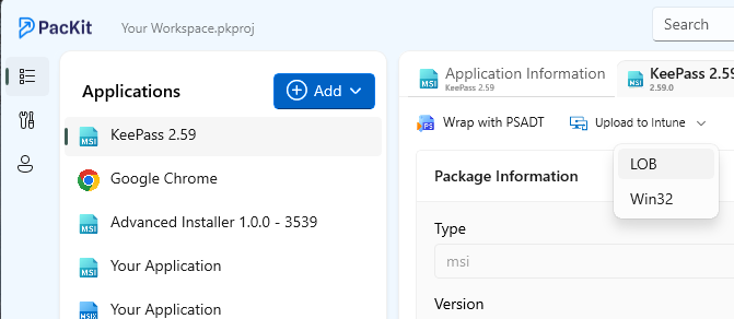 Upload to Intune