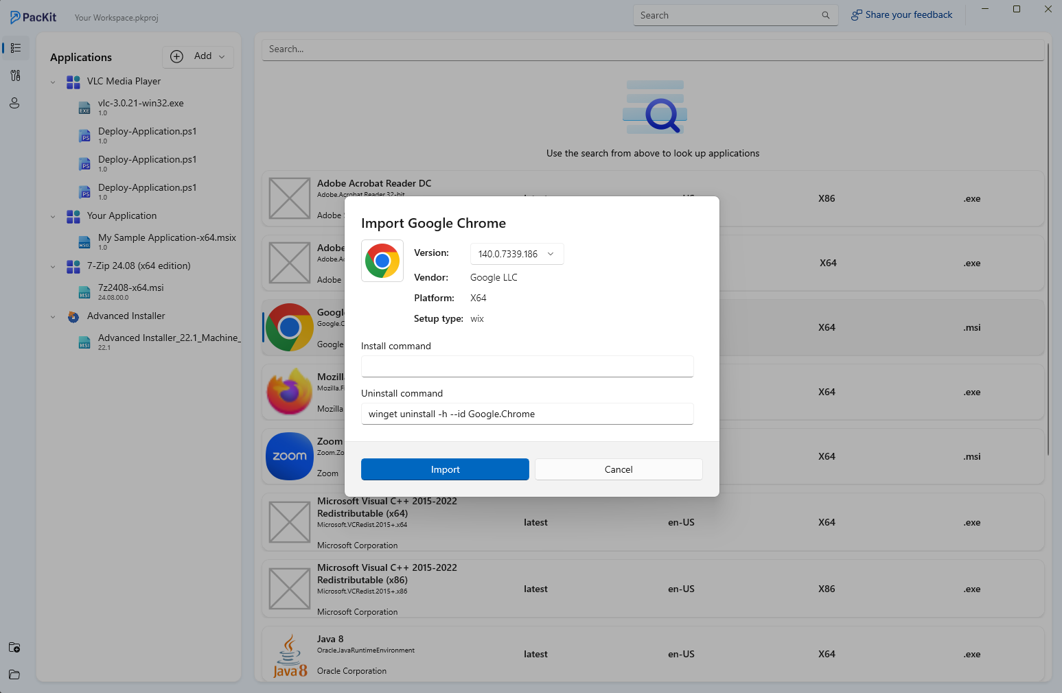 PacKit Application Catalog