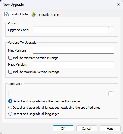 New Upgrade Window in Advanced Installer