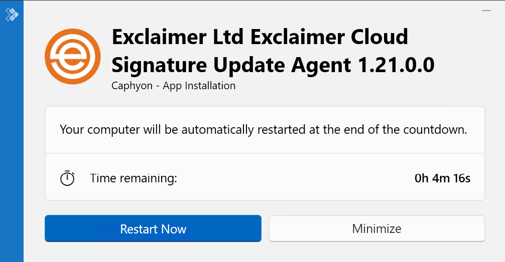 computer restart message handling