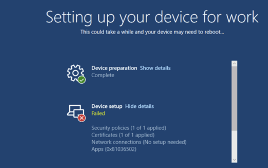 Application Failed message in Autopilot