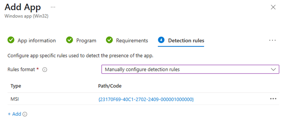 define detection rules in Intune