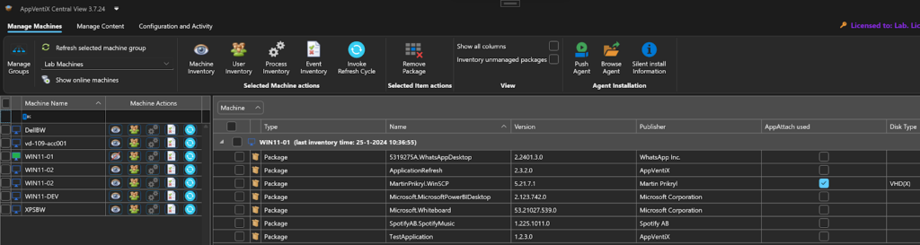 AppVentiX machine inventory