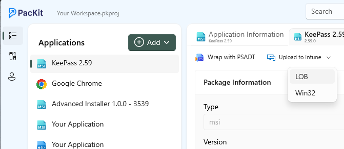 PacKit upload to Intune