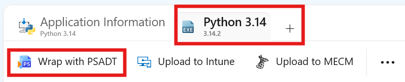 python exe wrap with psadt