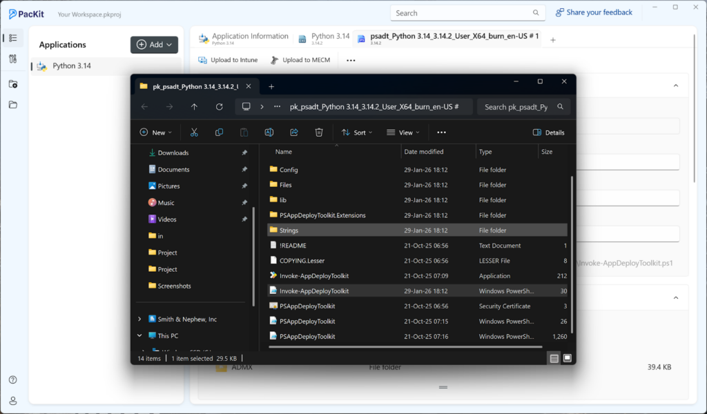 Python PSADT folder result