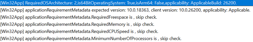 Applicability checking log in Intune