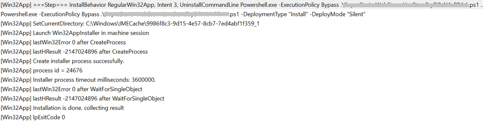 Intune App installation log