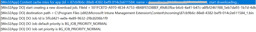 Win32 package content download log