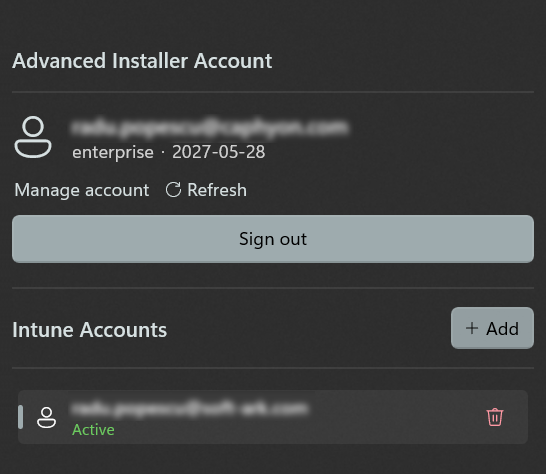 Intune account-manage account