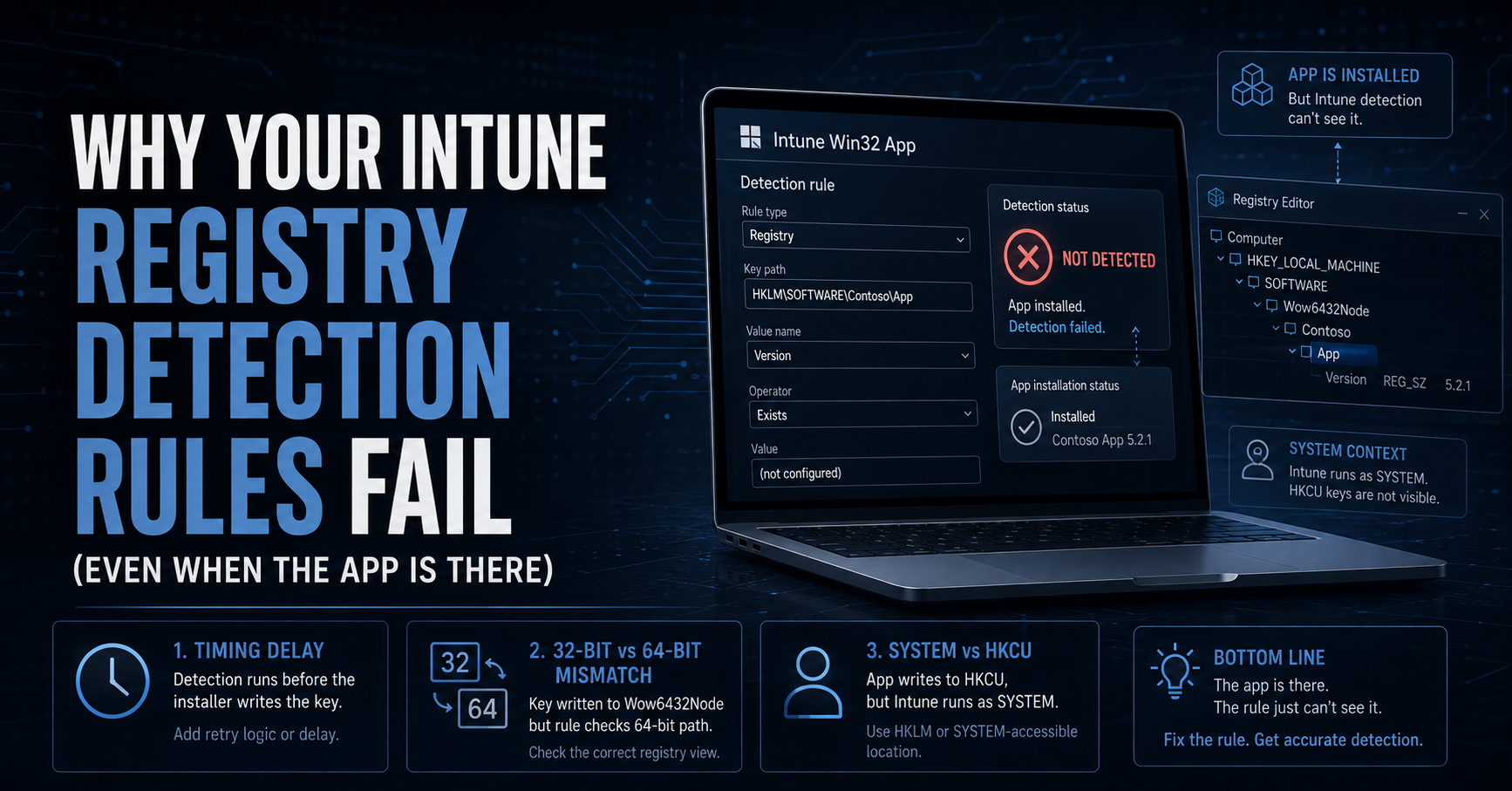 Why Your Intune Registry Detection Rules Fail (Even When the App Is There)