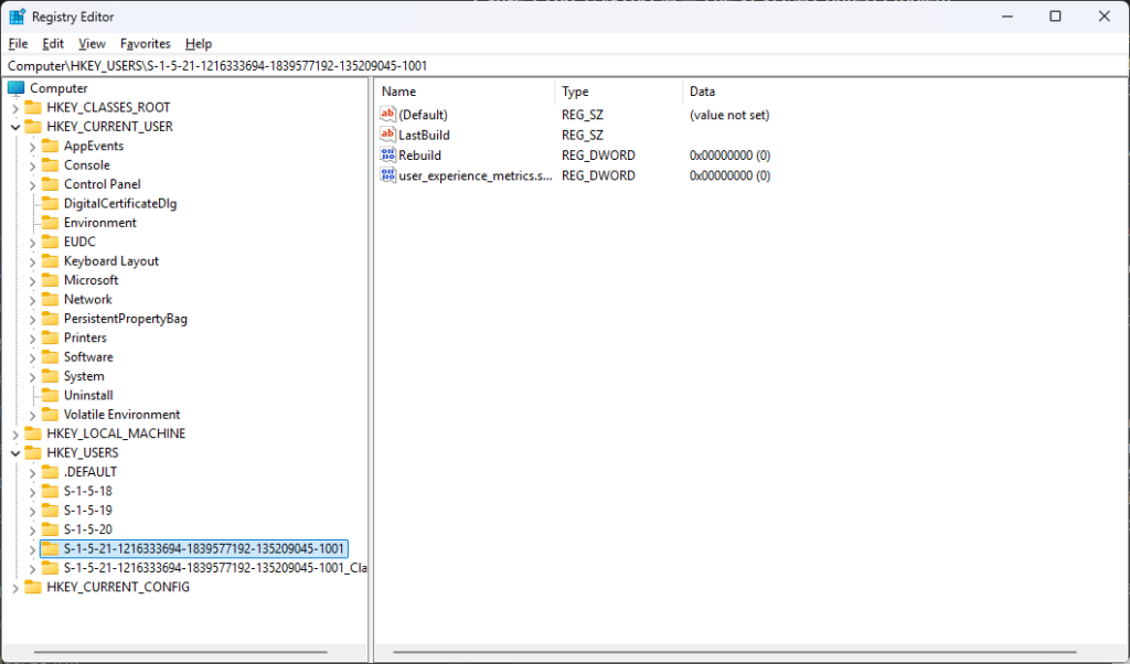 Registry Editor view 2