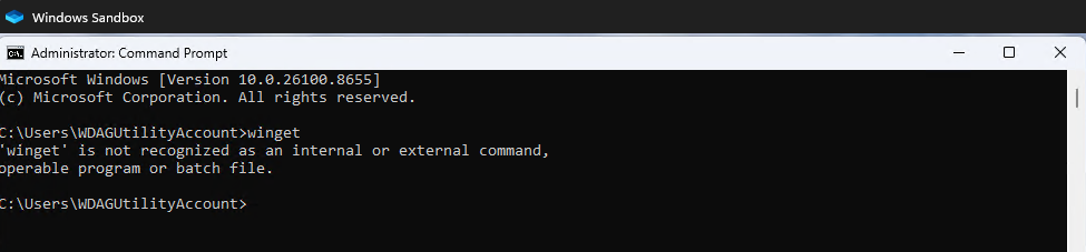 Windows Sandbox winget command